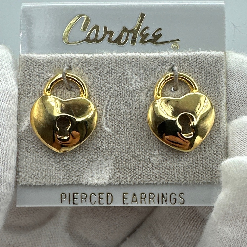 Vintage‎ carolle heart pierced earrings #580